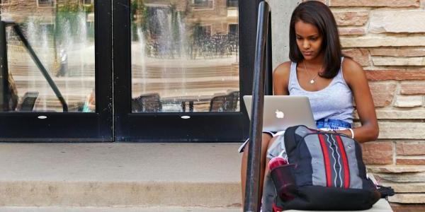 Student working on laptop